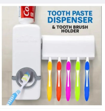 Toothpaste Dispenser With 5 Brush Holder