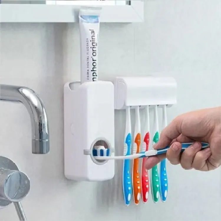 Toothpaste Dispenser With 5 Brush Holder