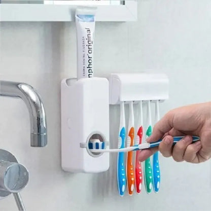 Toothpaste Dispenser With 5 Brush Holder